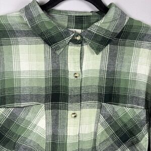 A.N.A A New Approach Women's 0X Green Plaid Soft Flannel Long Sleeve‎ Shirt